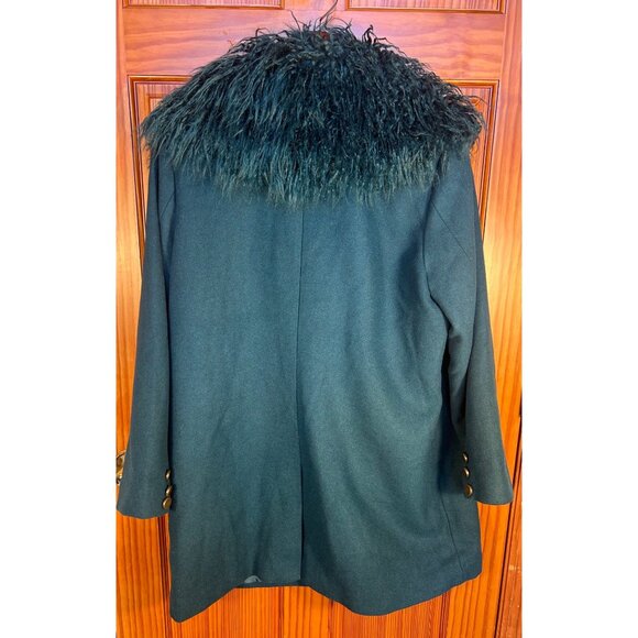 Roamans Womens 22W Green Coat With Faux Fur Collar & Button Closure Penny Lane - Picture 4 of 7